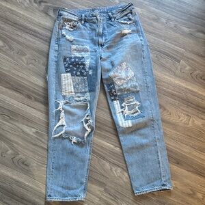 Patchwork Jeans American Eagle Distressed